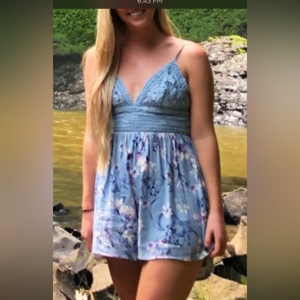 Blue floral romper